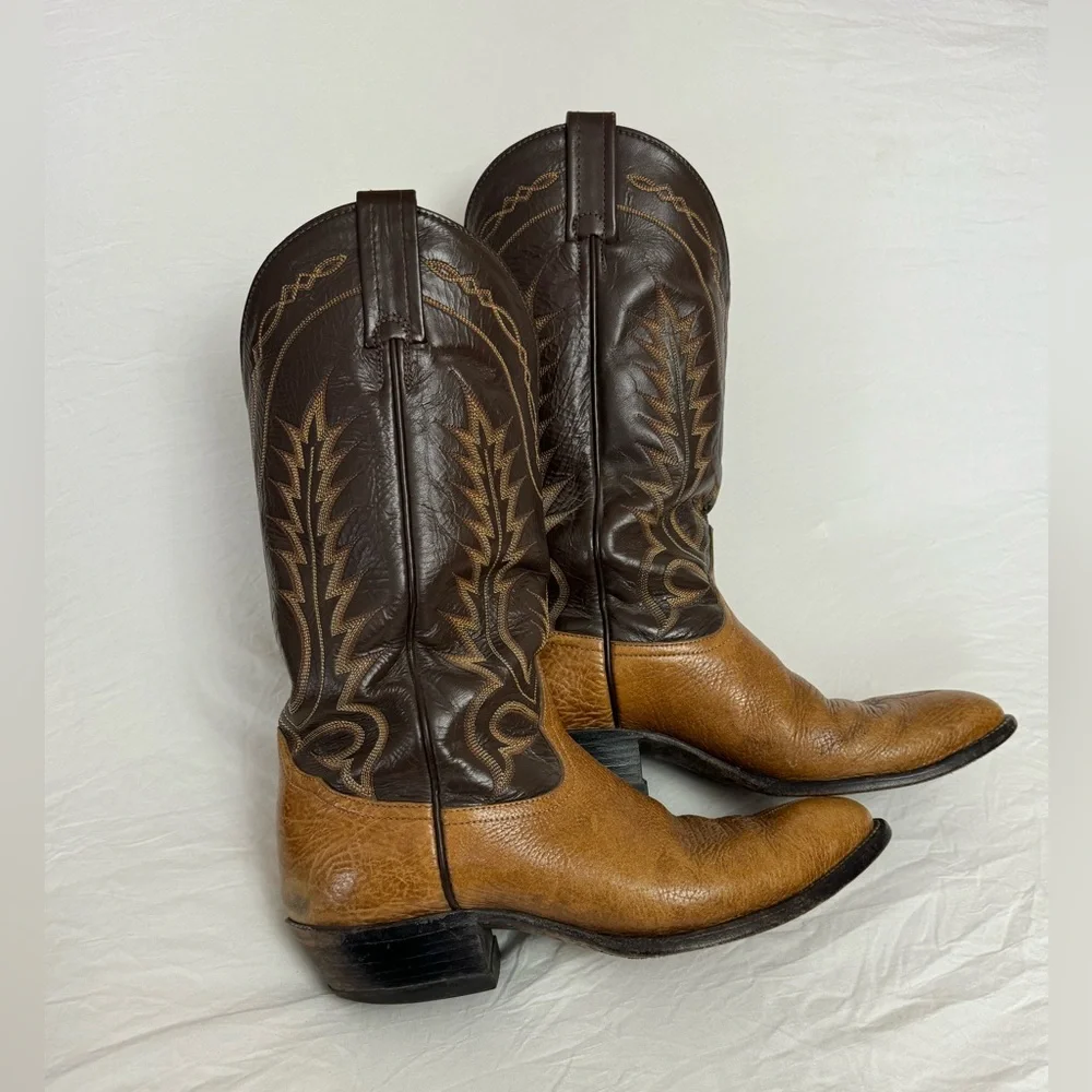 Tony Lama Black Label 6530 Western Cowboy Boots Brown Leather Men's Size 10B
